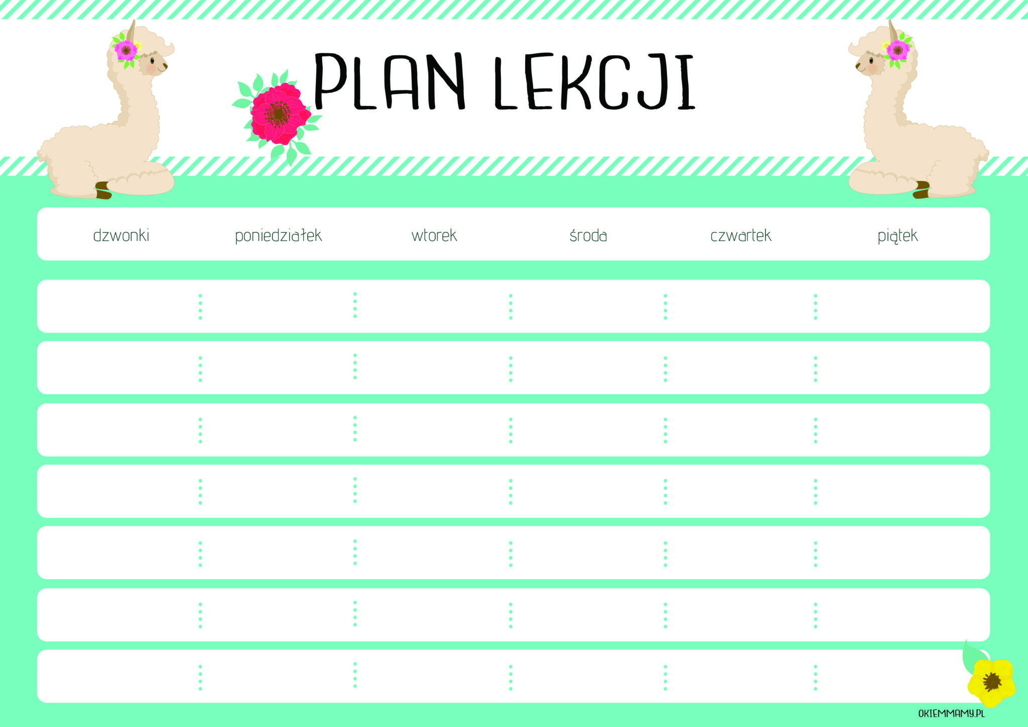 Plan Lekcji Do Druku Z Godzinami plan lekcji do pobrania - OkiemMamy.pl - Strona dla wszystkich mam, które chcą wiedzieć więcej